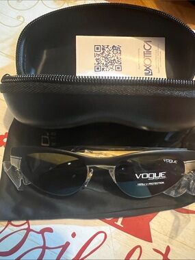 Vogue Men’s Black Sunglasses with Clear Bridge and Hard Case